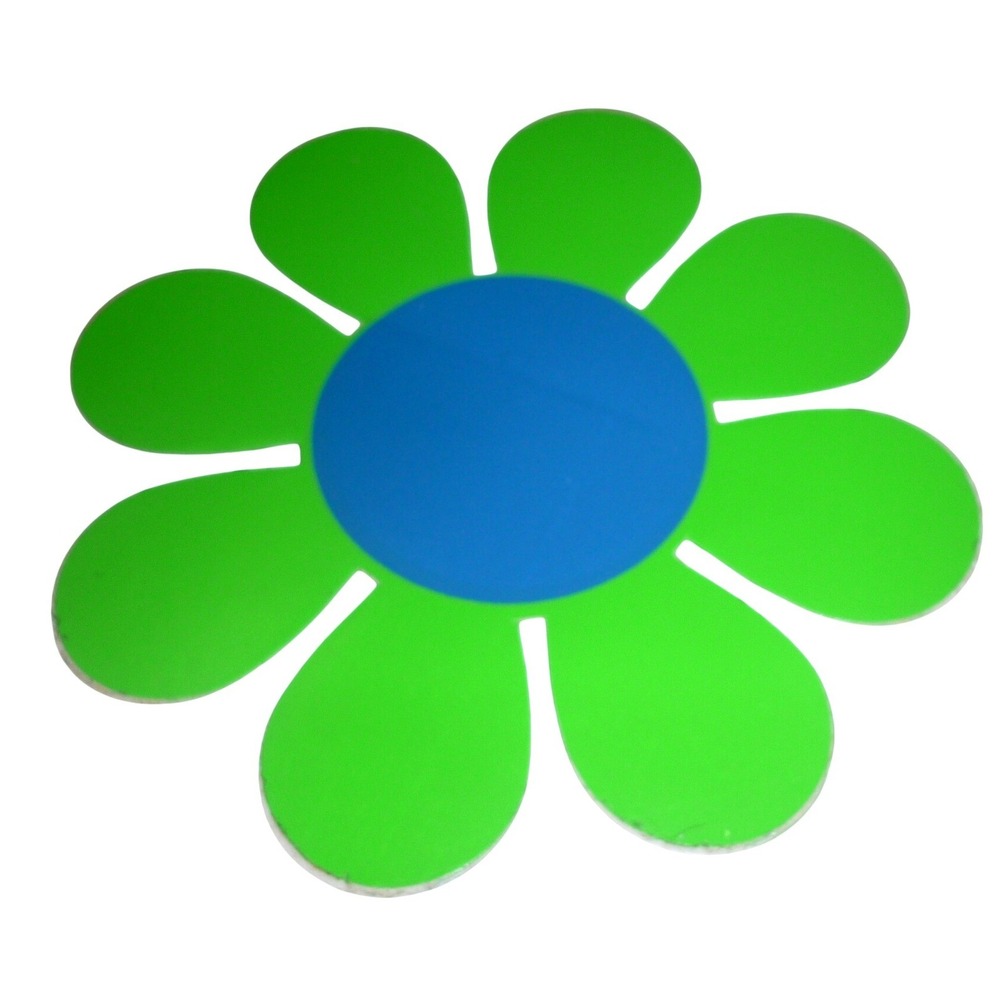 Vintage 1970 Flower Power Decal Sticker Retro Mod Hippie Groovy Lime Green Blue